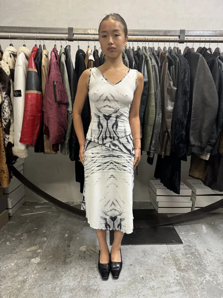 SS2002 Cavalli Black & White Zebra Dress (S) WowZnbG 1