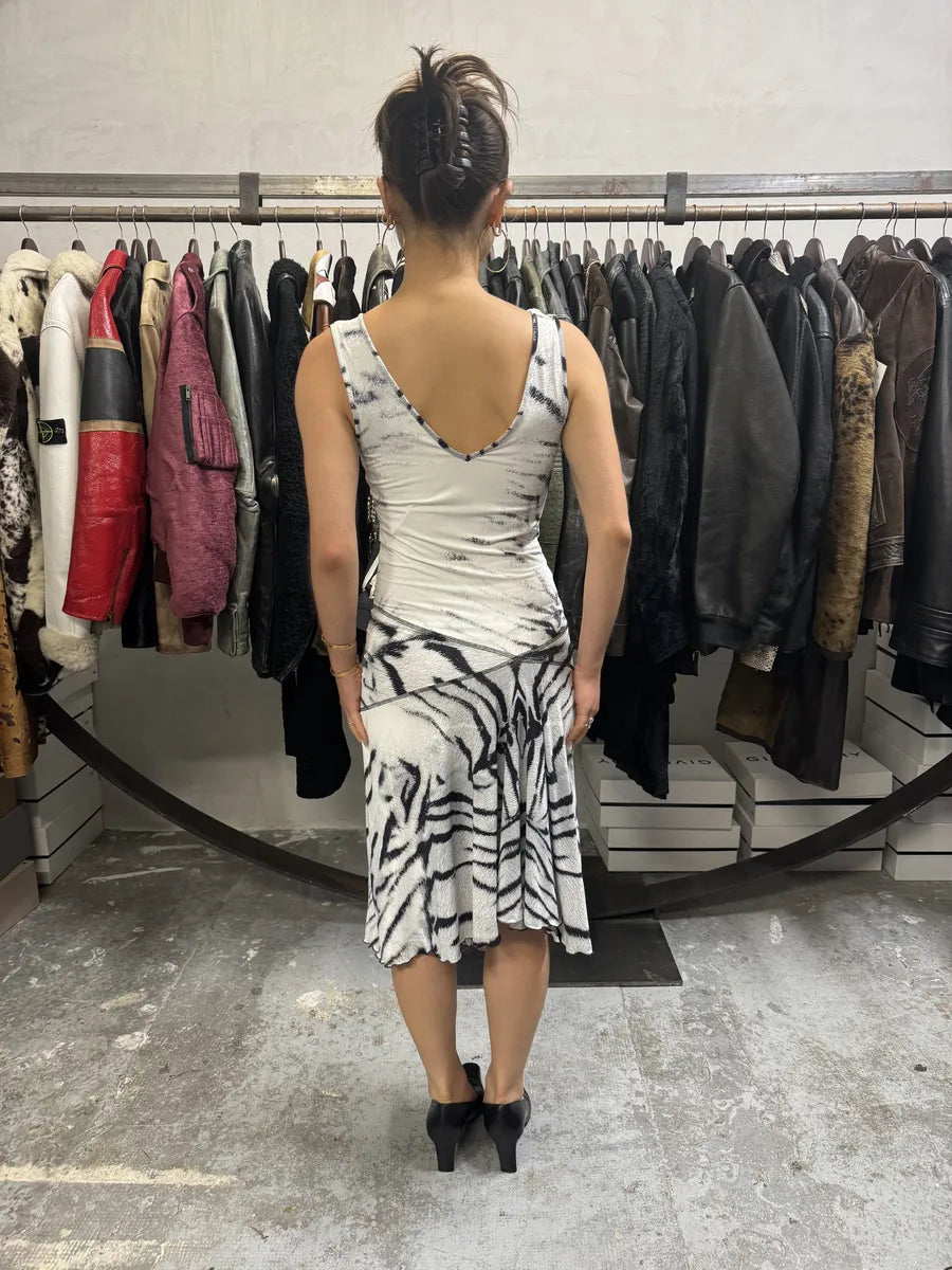 SS2002 Cavalli Black & White Zebra Dress (S) WowZnbG 3