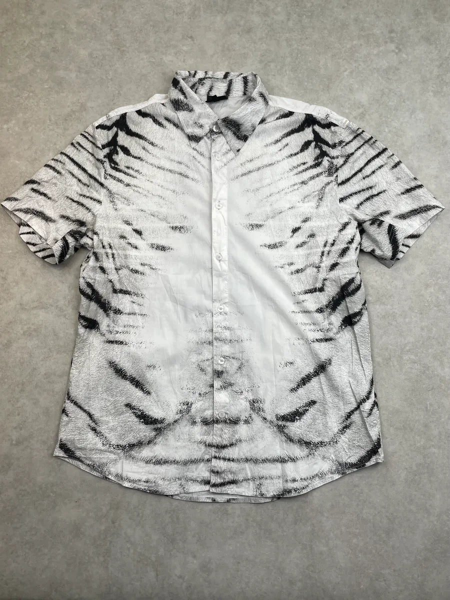 SS2002 Cavalli Black & White Zebra Savage Short Sleeves Shirt ZAJDqdr 0