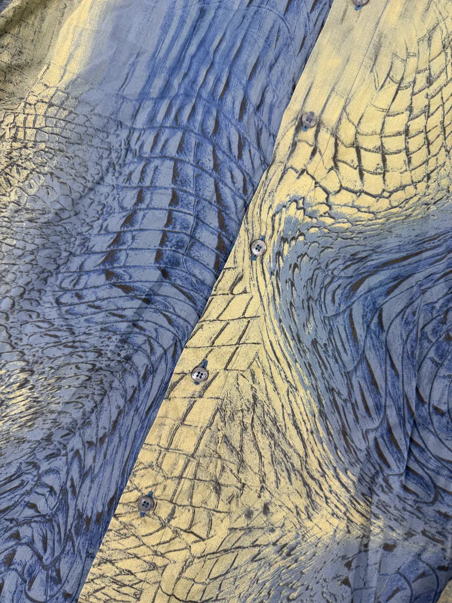 SS2002 Cavalli Blue & Beige Crocodile Effect Shirt nxvuoKK 10