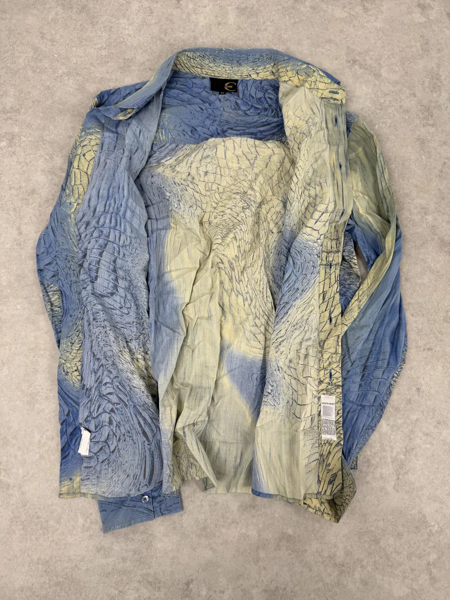 SS2002 Cavalli Blue & Beige Crocodile Effect Shirt nxvuoKK 6