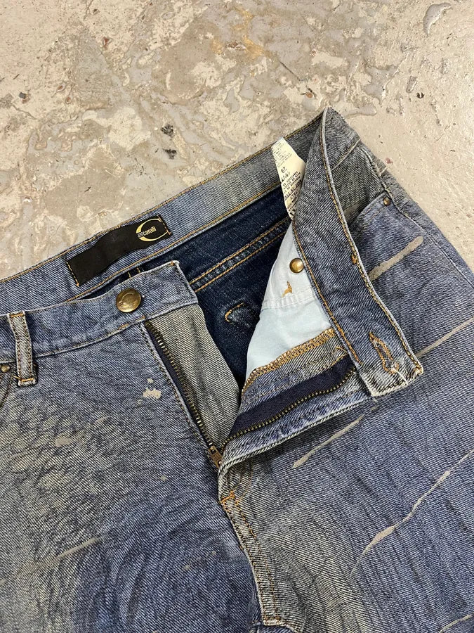 SS2002 Cavalli Crocrodile Effect Aqua Blue Denim Jeans TTJkFFI 10