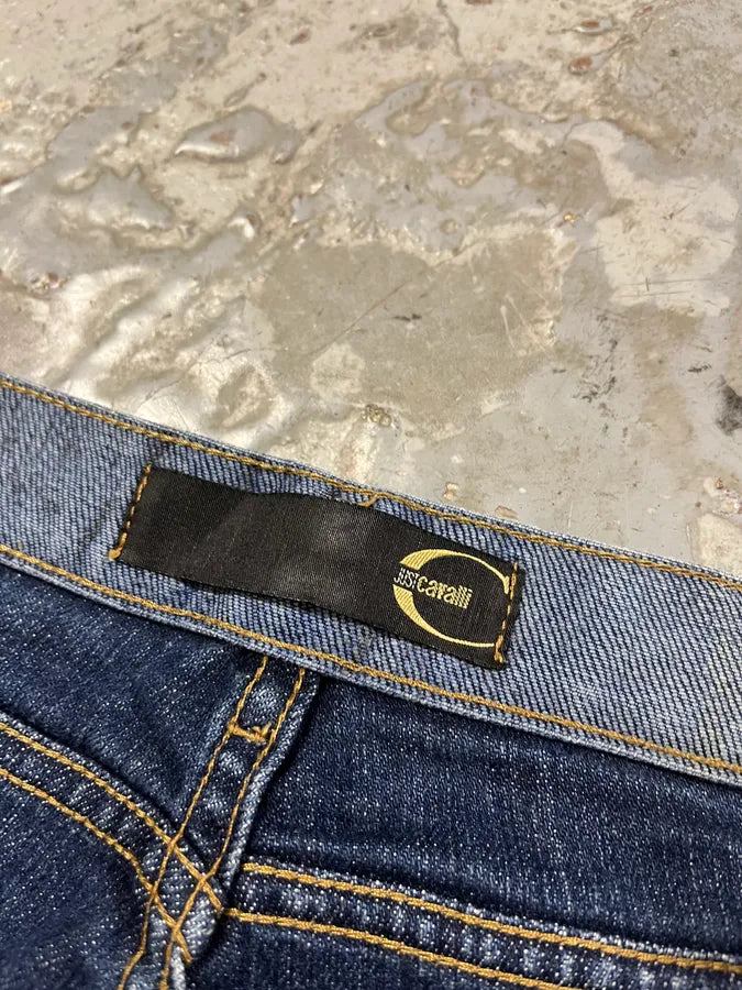 SS2002 Cavalli Crocrodile Effect Aqua Blue Denim Jeans TTJkFFI 11