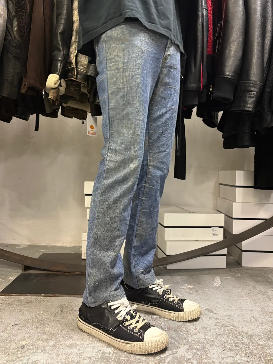 SS2002 Cavalli Crocrodile Effect Aqua Blue Denim Jeans TTJkFFI 2