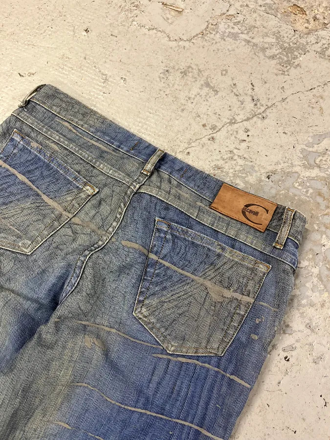 SS2002 Cavalli Crocrodile Effect Aqua Blue Denim Jeans TTJkFFI 8
