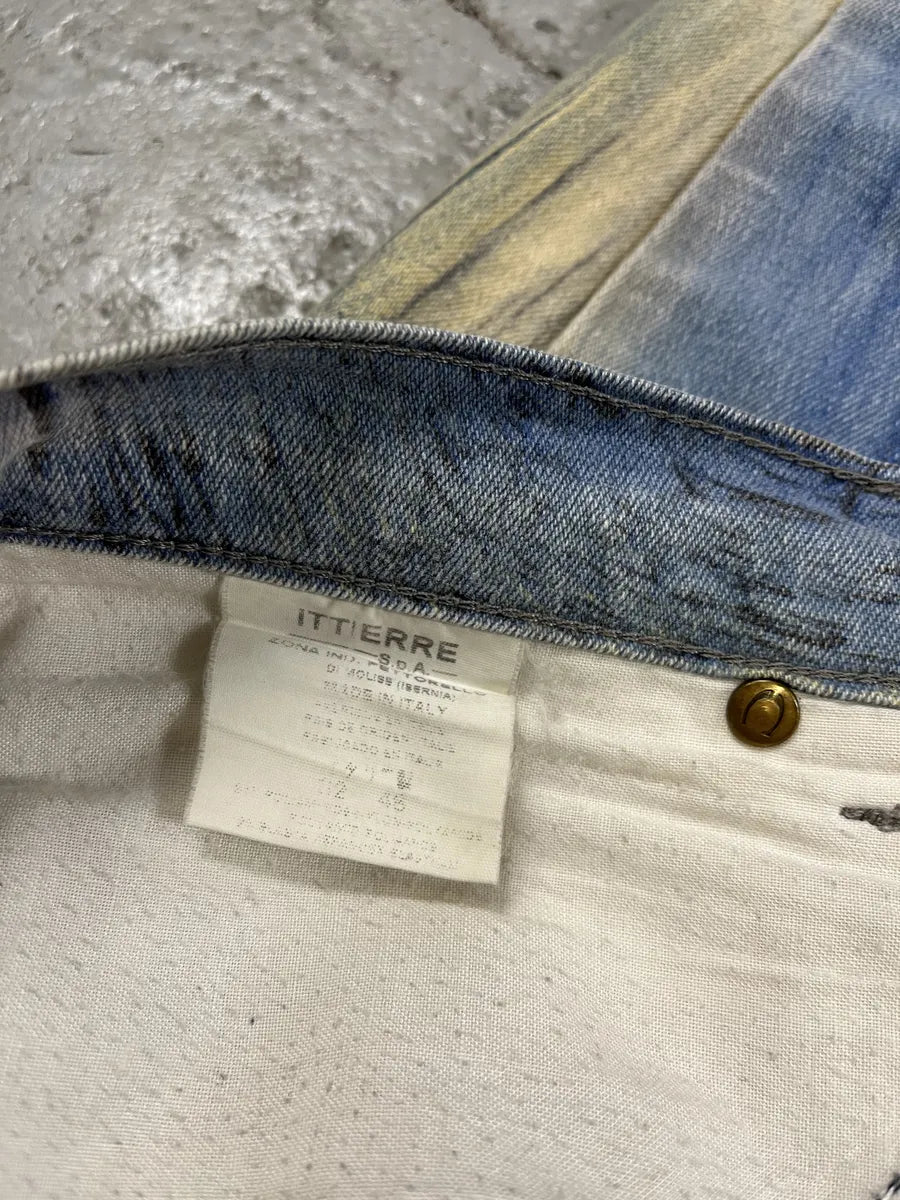 SS2002 Cavalli Eroded Blue Sky & Beige Sand Pants  (S/M) sWMkdQR 5