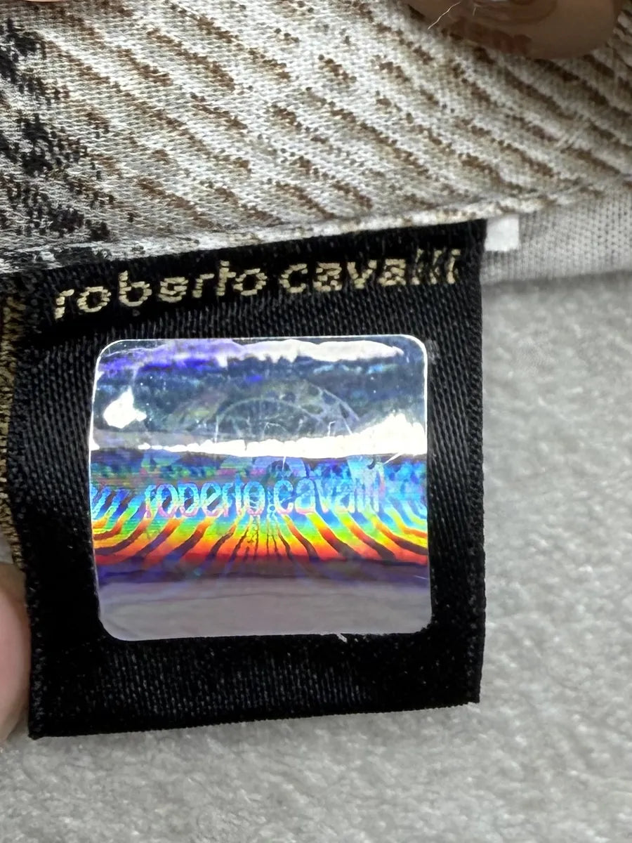 SS2002 Cavalli Faded Beige & White Zebra Savage Shirt LvwbwCX 8