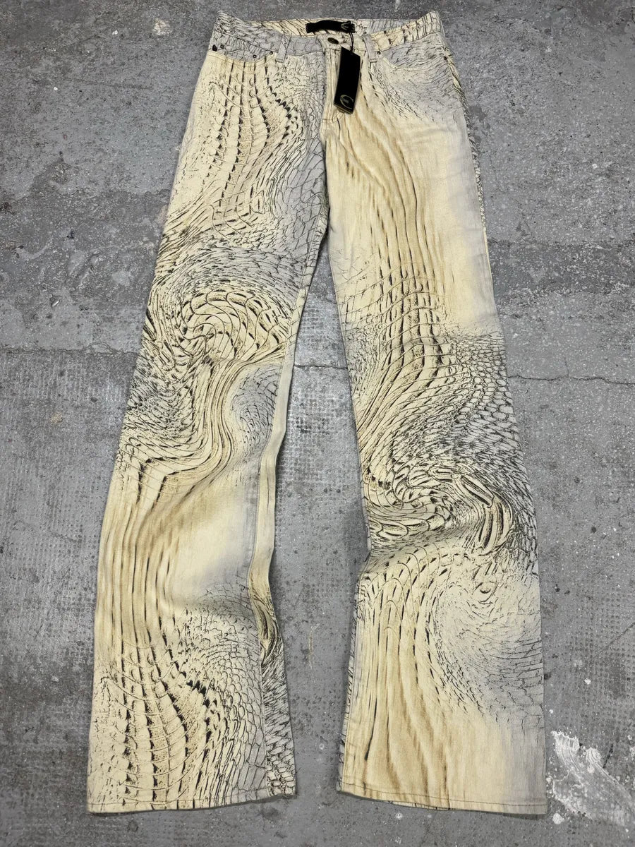 SS2002 Cavalli Faded Eroded Beige Pattern Pants (XS) 0