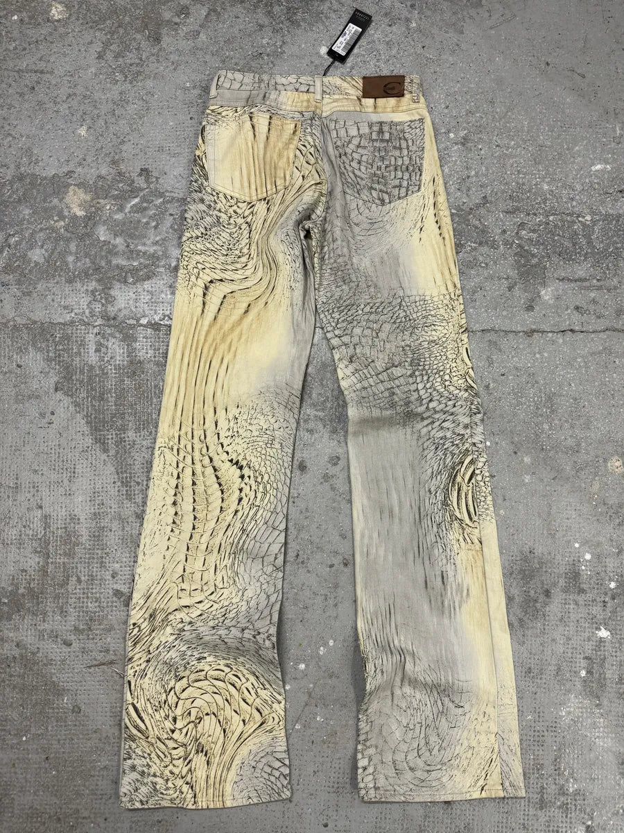 SS2002 Cavalli Faded Eroded Beige Pattern Pants (XS) 1