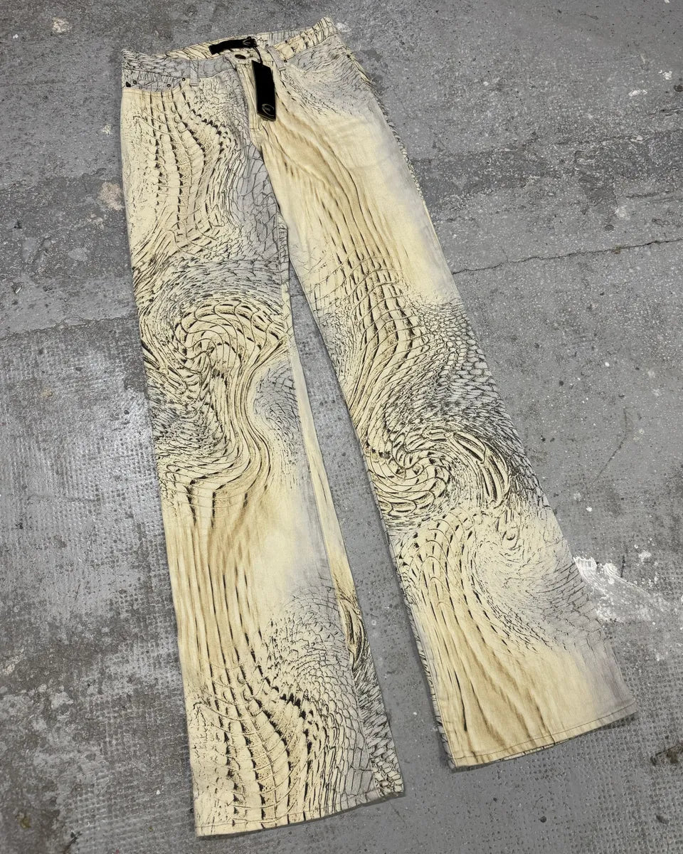 SS2002 Cavalli Faded Eroded Beige Pattern Pants (XS) 2