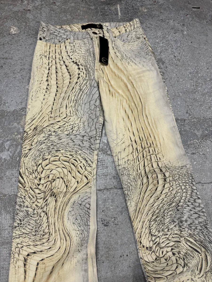 SS2002 Cavalli Faded Eroded Beige Pattern Pants (XS) 3