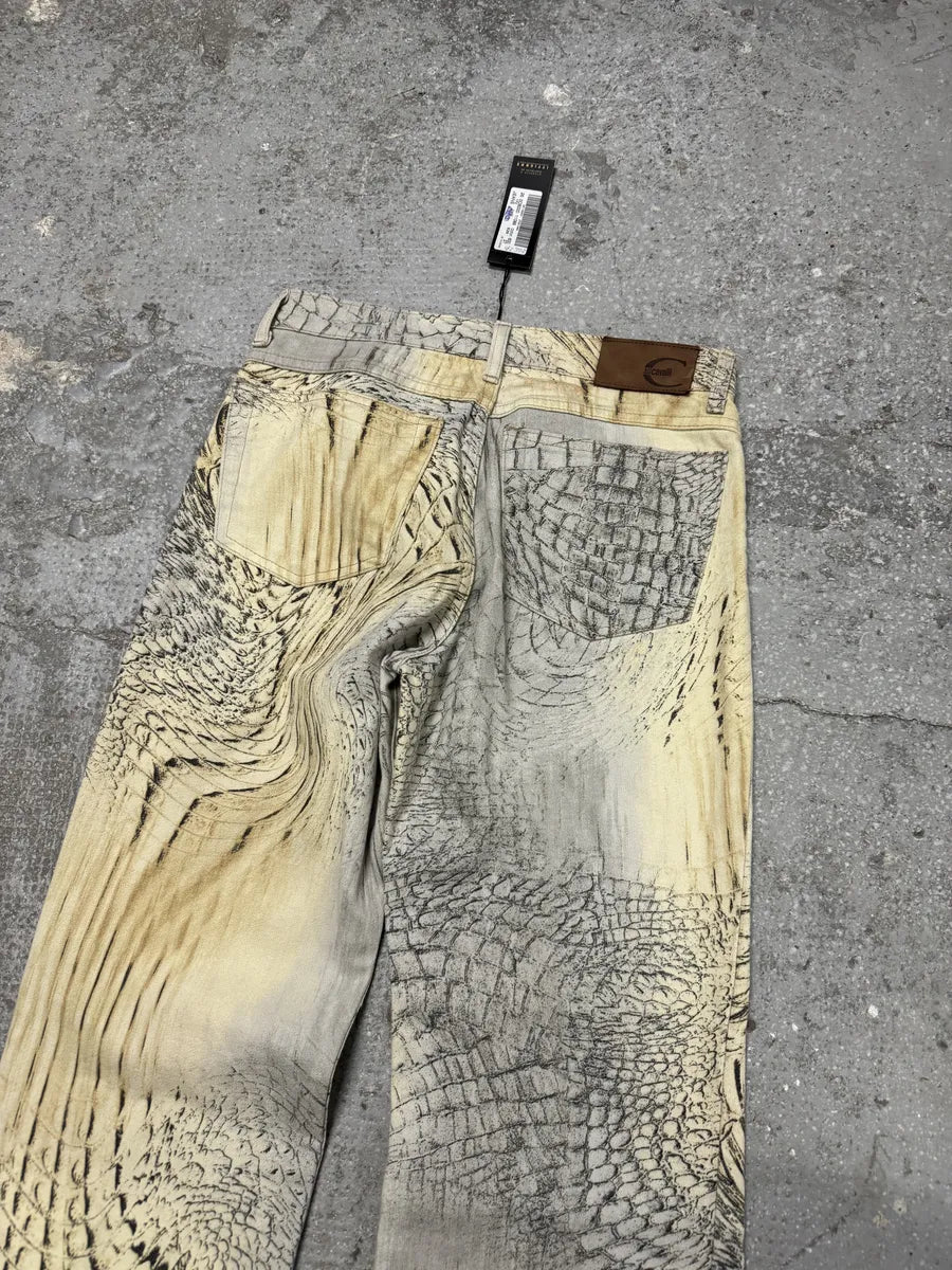 SS2002 Cavalli Faded Eroded Beige Pattern Pants (XS) 5