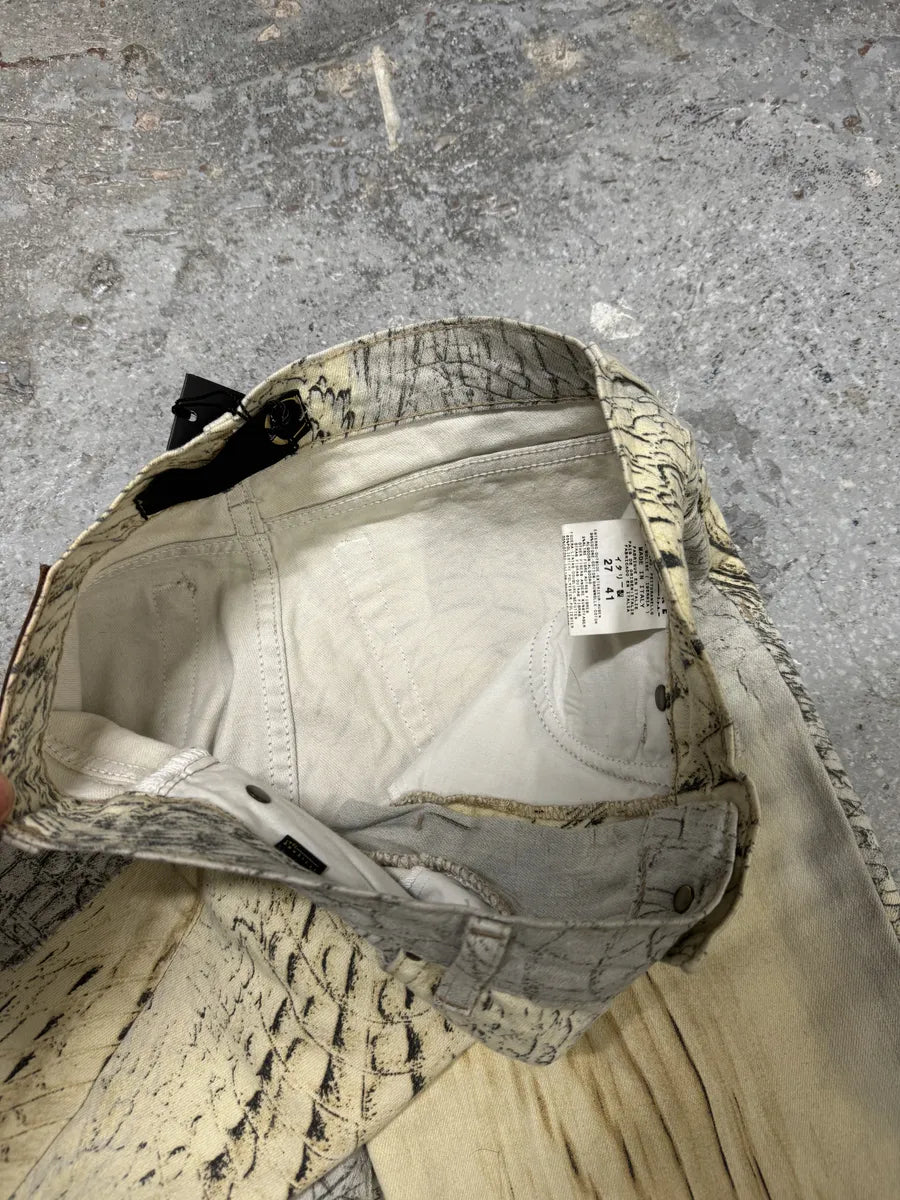 SS2002 Cavalli Faded Eroded Beige Pattern Pants (XS) 9