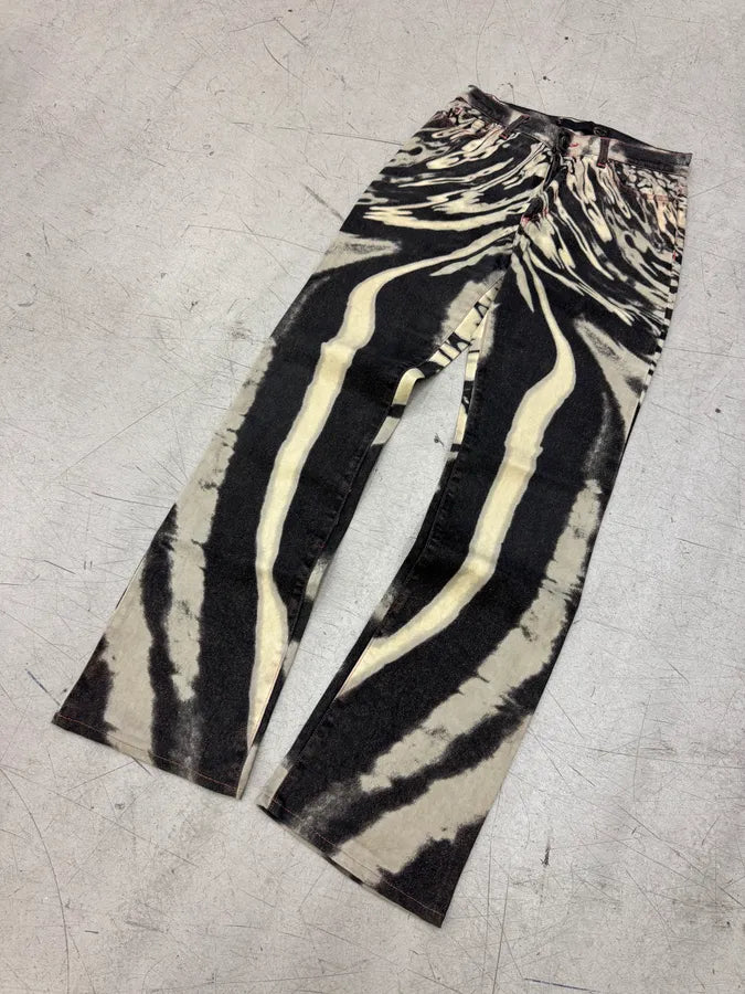 SS2002 Cavalli Hallucination Black & White Print Pants jJQkASx 5