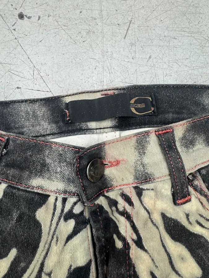SS2002 Cavalli Hallucination Black & White Print Pants jJQkASx 7