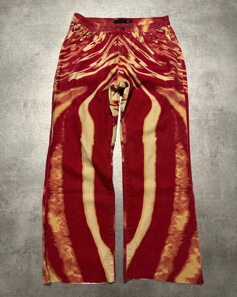 SS2002 Cavalli Hallucination Red Lava Zebra Pants (S) 0