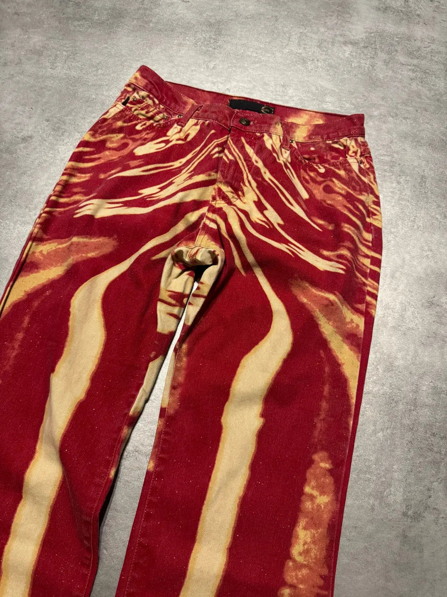 SS2002 Cavalli Hallucination Red Lava Zebra Pants (S) 1