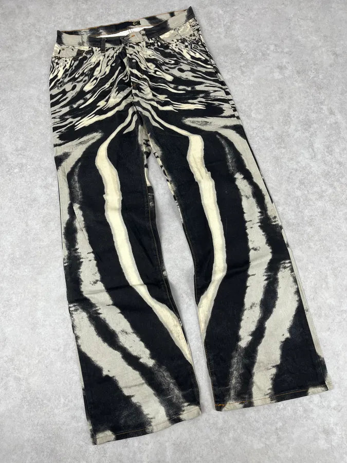 SS2002 Cavalli Hallucination Zebra Black & White Pants XMRilqR 6
