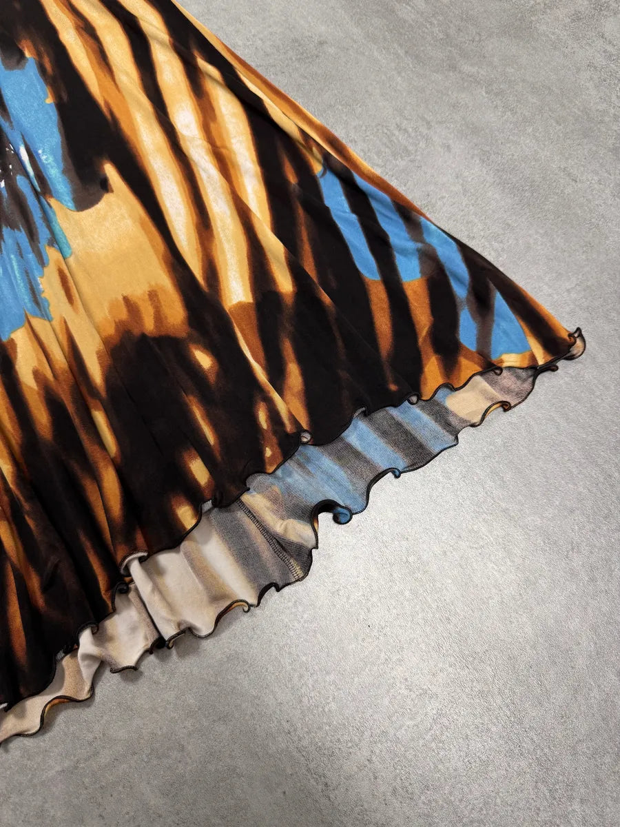 SS2002 Cavalli Psychedelic Hallucination Blue Flowers Mid Dress yebKXvY 2