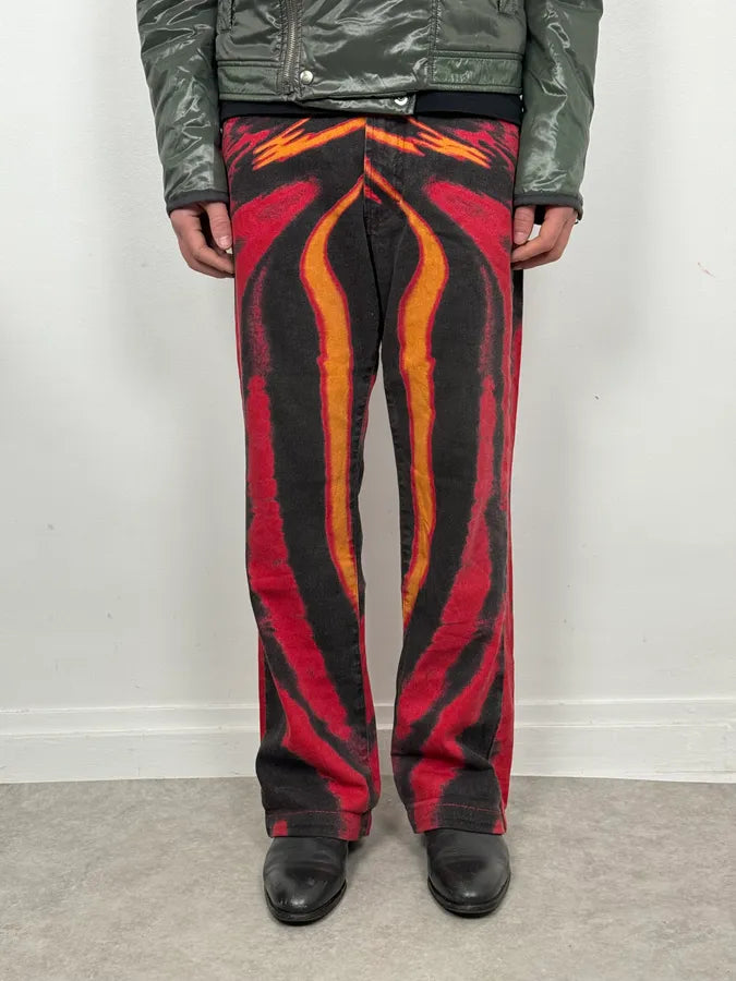 SS2002 Cavalli Red Evil Hallucination Pants IUluHFe 1