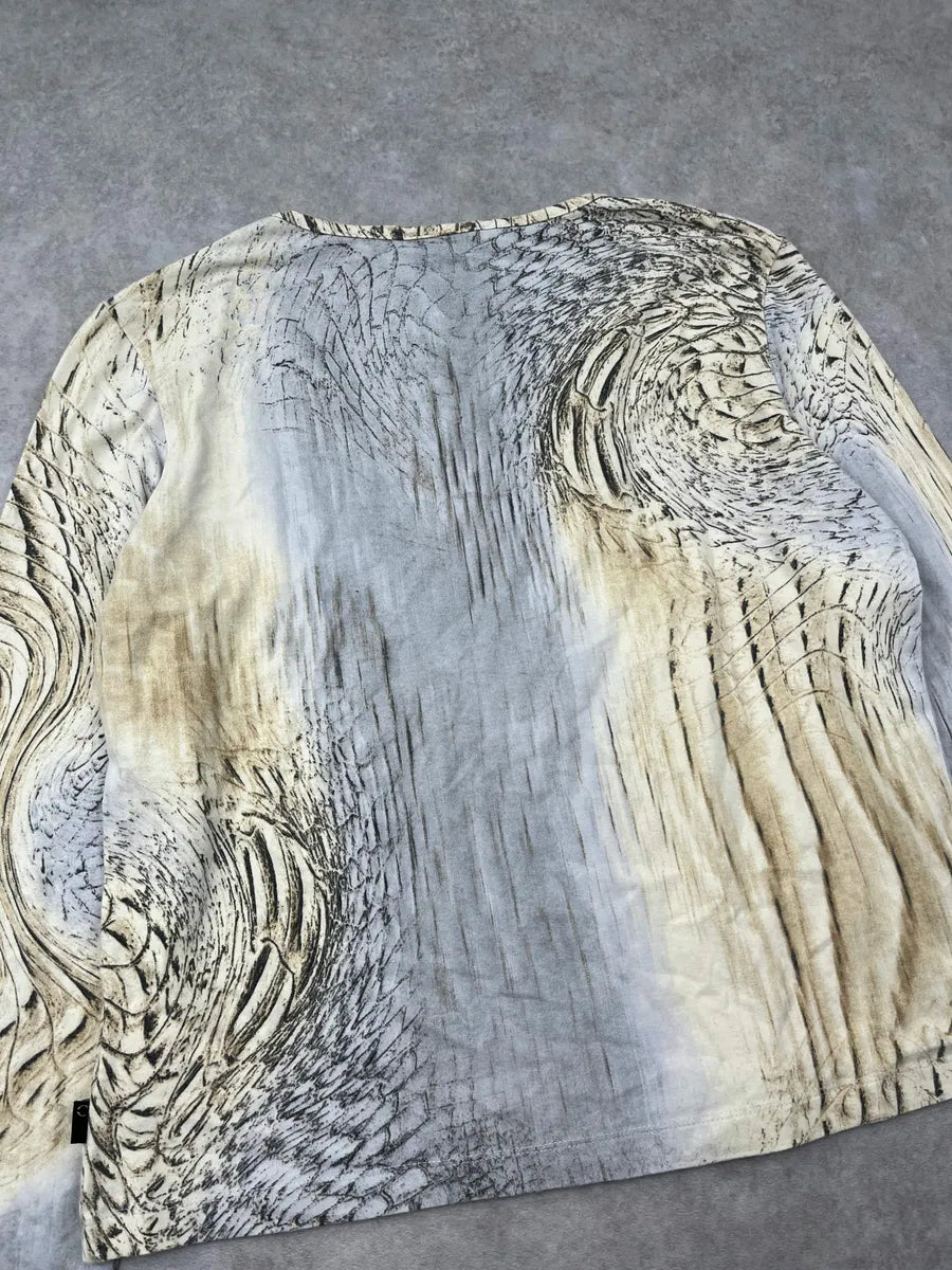 SS2002 Cavalli Sand Beige Crocodile Effect Longsleeve Top rUSihyG 5