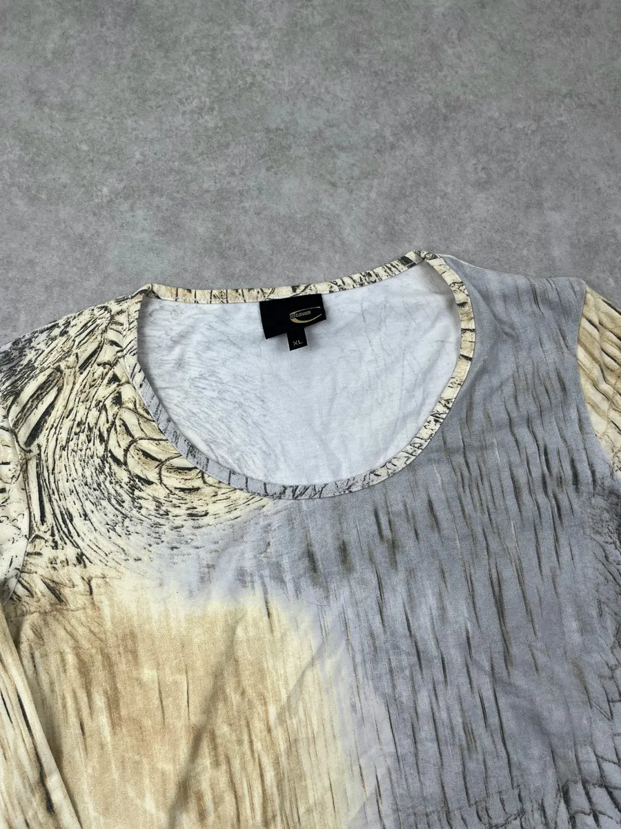 SS2002 Cavalli Sand Beige Crocodile Effect Longsleeve Top rUSihyG 6
