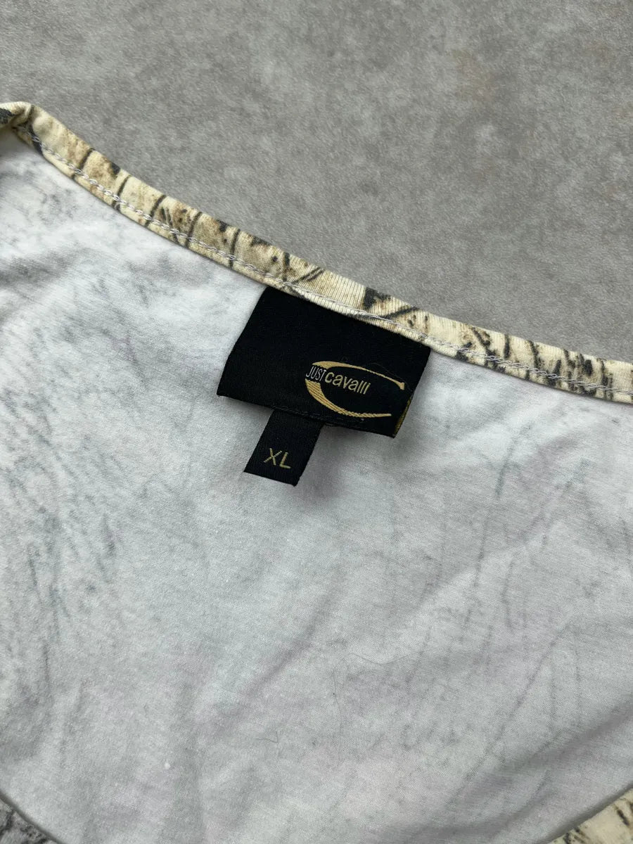 SS2002 Cavalli Sand Beige Crocodile Effect Longsleeve Top rUSihyG 7