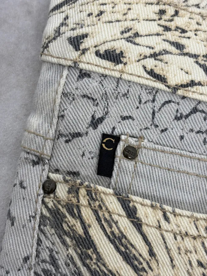 SS2002 Cavalli Sand Yellow & Grey Crocodile Effect Pants EKVdwUr 11