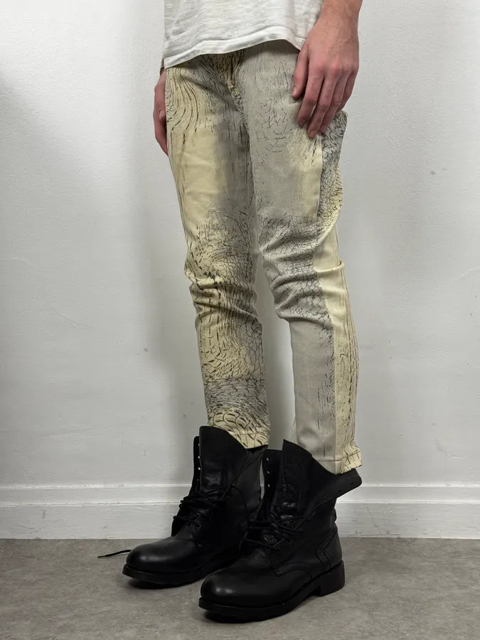 SS2002 Cavalli Sand Yellow & Grey Crocodile Effect Pants EKVdwUr 2