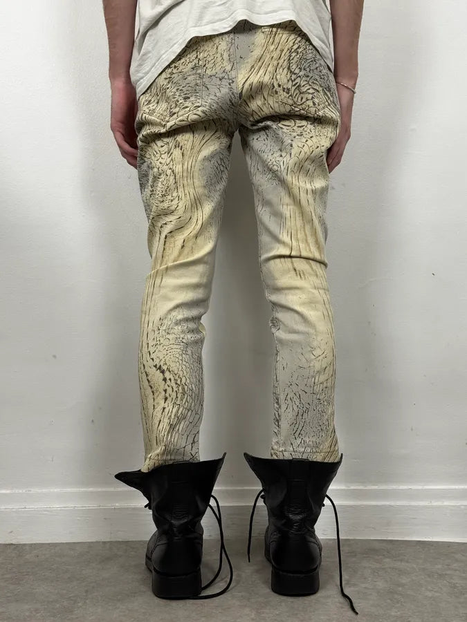 SS2002 Cavalli Sand Yellow & Grey Crocodile Effect Pants EKVdwUr 3