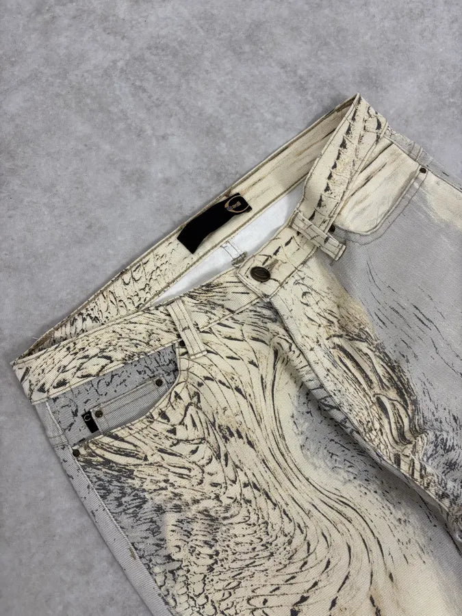 SS2002 Cavalli Sand Yellow & Grey Crocodile Effect Pants EKVdwUr 5