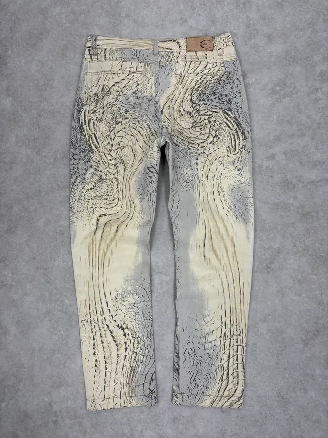 SS2002 Cavalli Sand Yellow & Grey Crocodile Effect Pants EKVdwUr 6