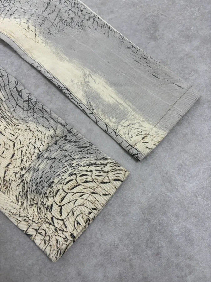 SS2002 Cavalli Sand Yellow & Grey Crocodile Effect Pants EKVdwUr 7