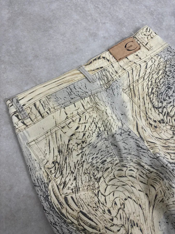 SS2002 Cavalli Sand Yellow & Grey Crocodile Effect Pants EKVdwUr 8