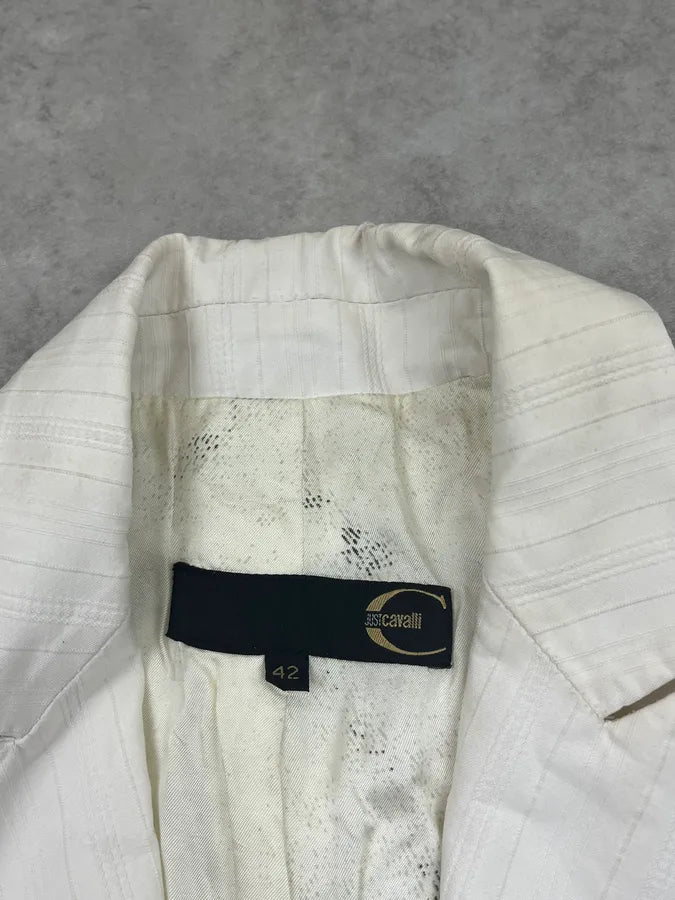 SS2002 Cavalli White Zebra Lining Long Jacket XowqKcf 12