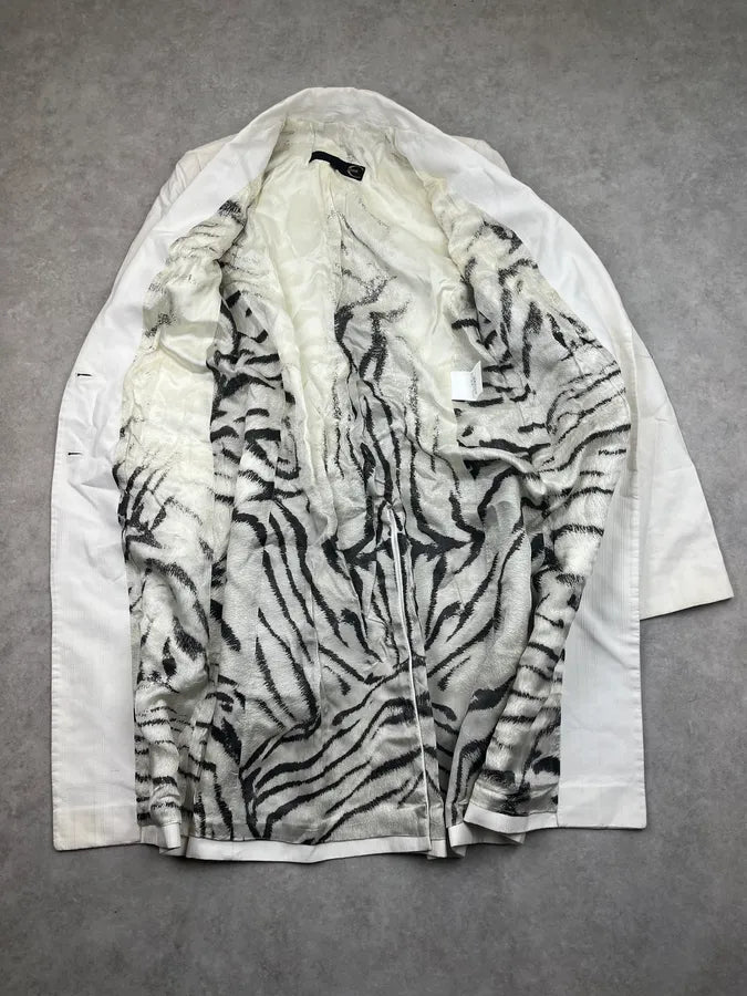 SS2002 Cavalli White Zebra Lining Long Jacket XowqKcf 7