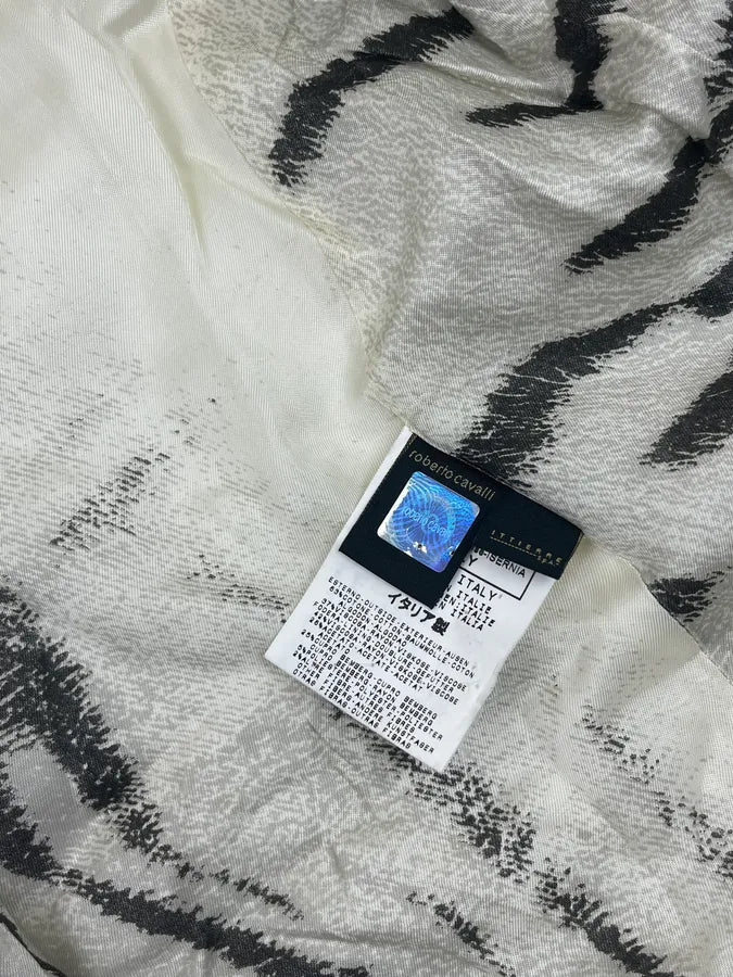 SS2002 Cavalli White Zebra Lining Long Jacket XowqKcf 8