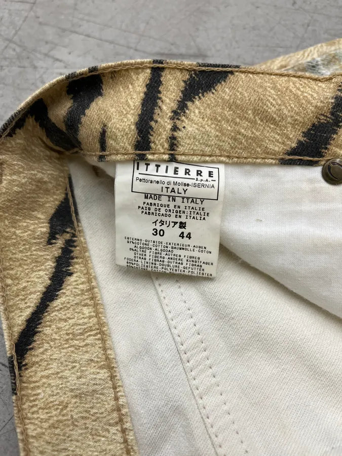 SS2002 Cavalli Zebra Beige White Flared Pants hARuvFt 10