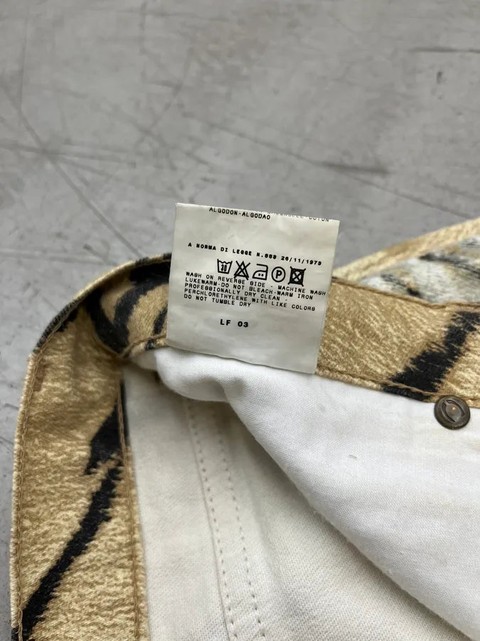 SS2002 Cavalli Zebra Beige White Flared Pants hARuvFt 11