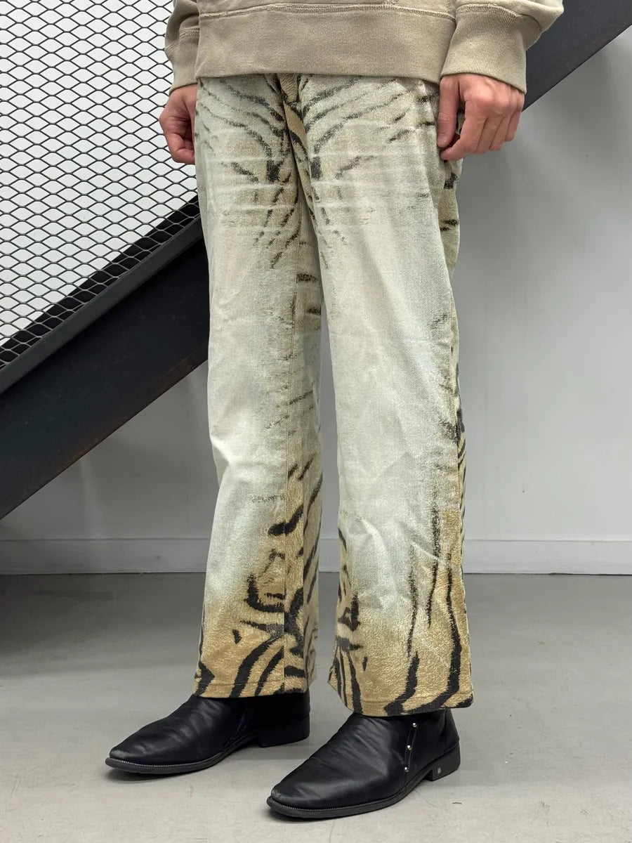 SS2002 Cavalli Zebra Beige White Flared Pants hARuvFt 2