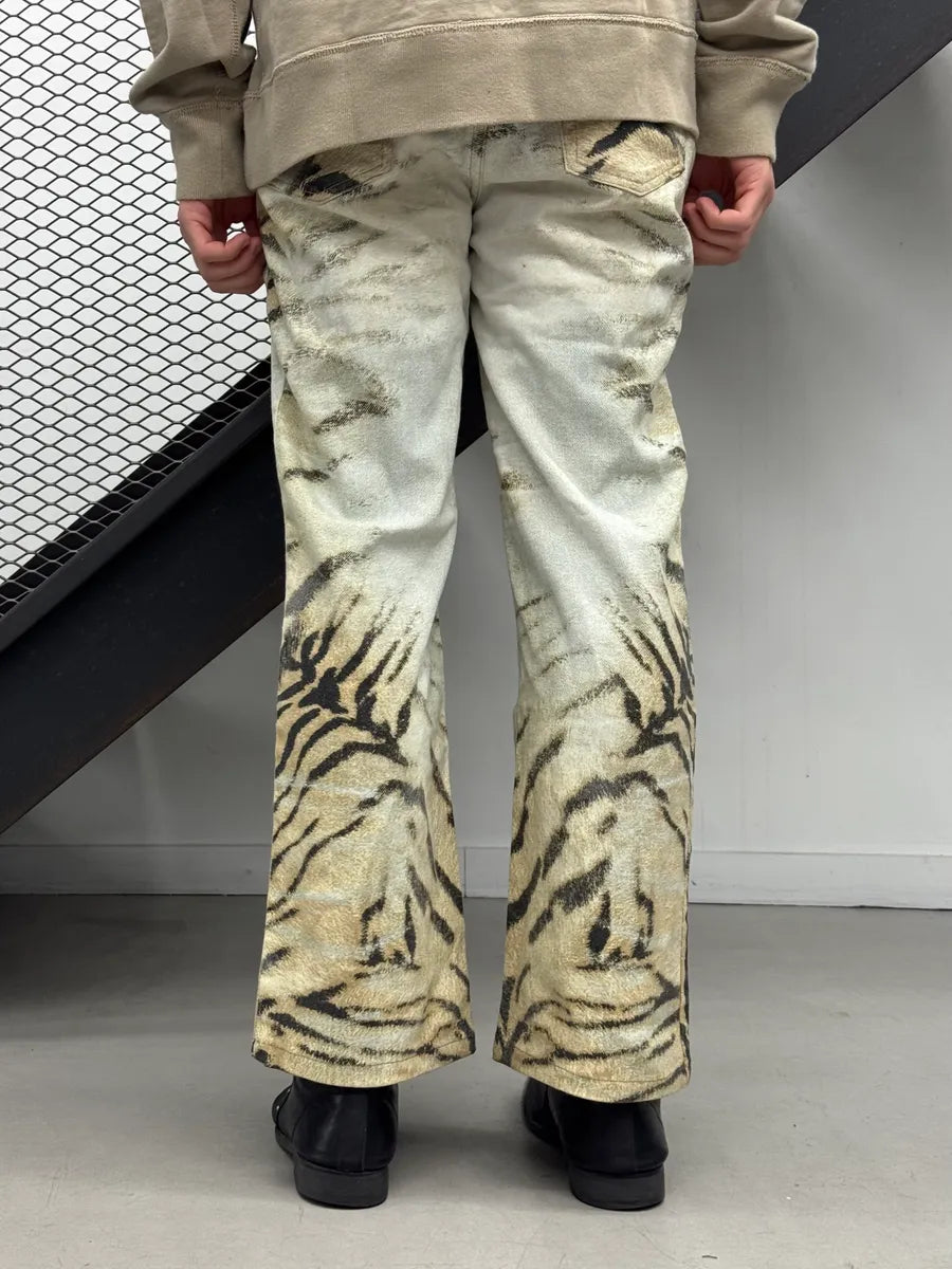 SS2002 Cavalli Zebra Beige White Flared Pants hARuvFt 3