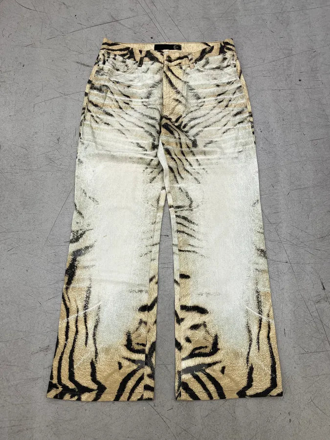 SS2002 Cavalli Zebra Beige White Flared Pants hARuvFt 4