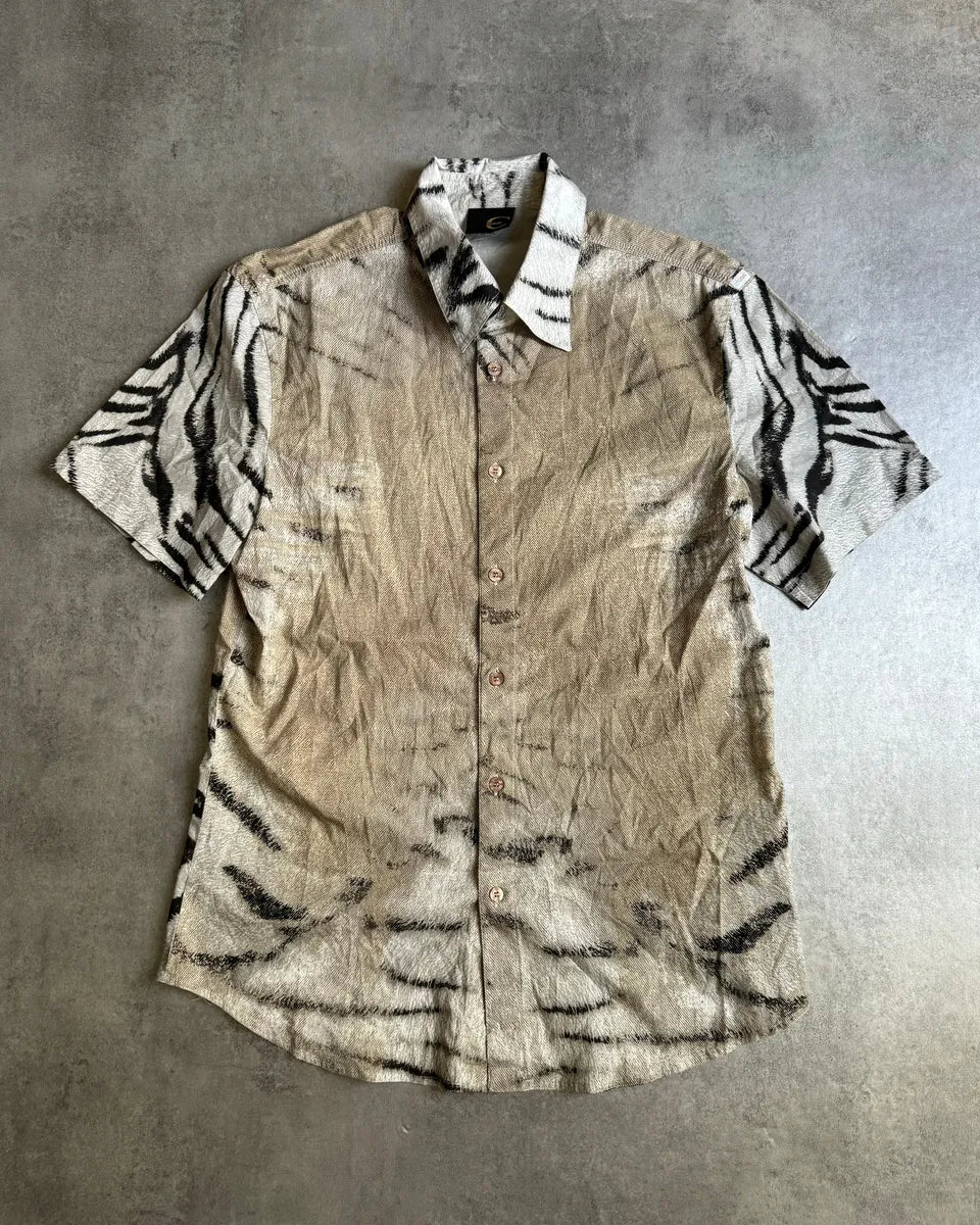 SS2002 Cavalli Zebra Camel Faded Short Sleeves Shirt CrmzBBR 1