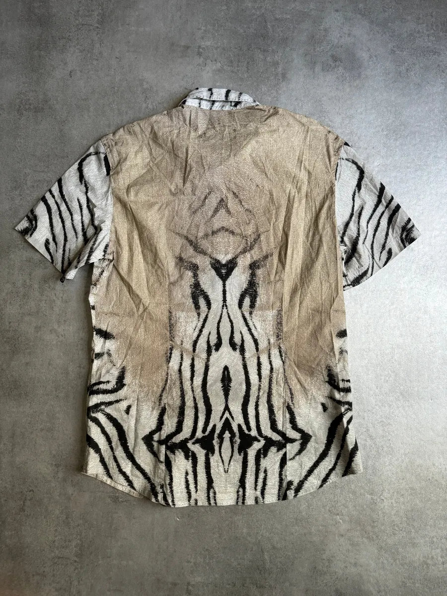 SS2002 Cavalli Zebra Camel Faded Short Sleeves Shirt CrmzBBR 3
