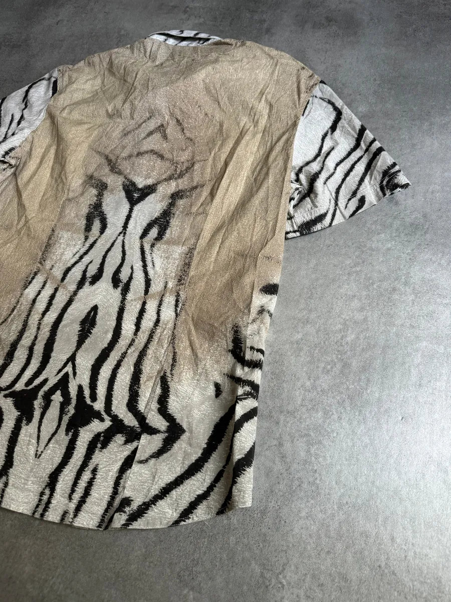 SS2002 Cavalli Zebra Camel Faded Short Sleeves Shirt CrmzBBR 4