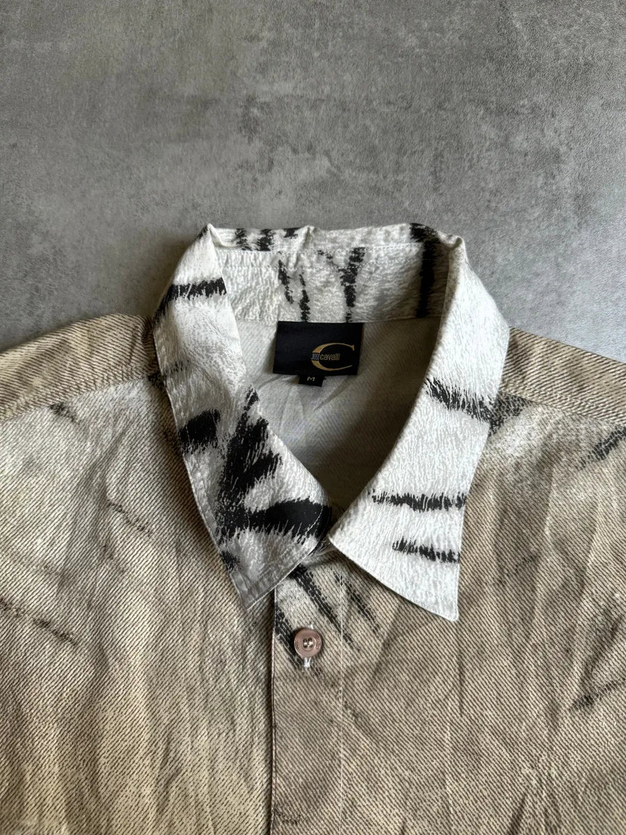 SS2002 Cavalli Zebra Camel Faded Short Sleeves Shirt CrmzBBR 5