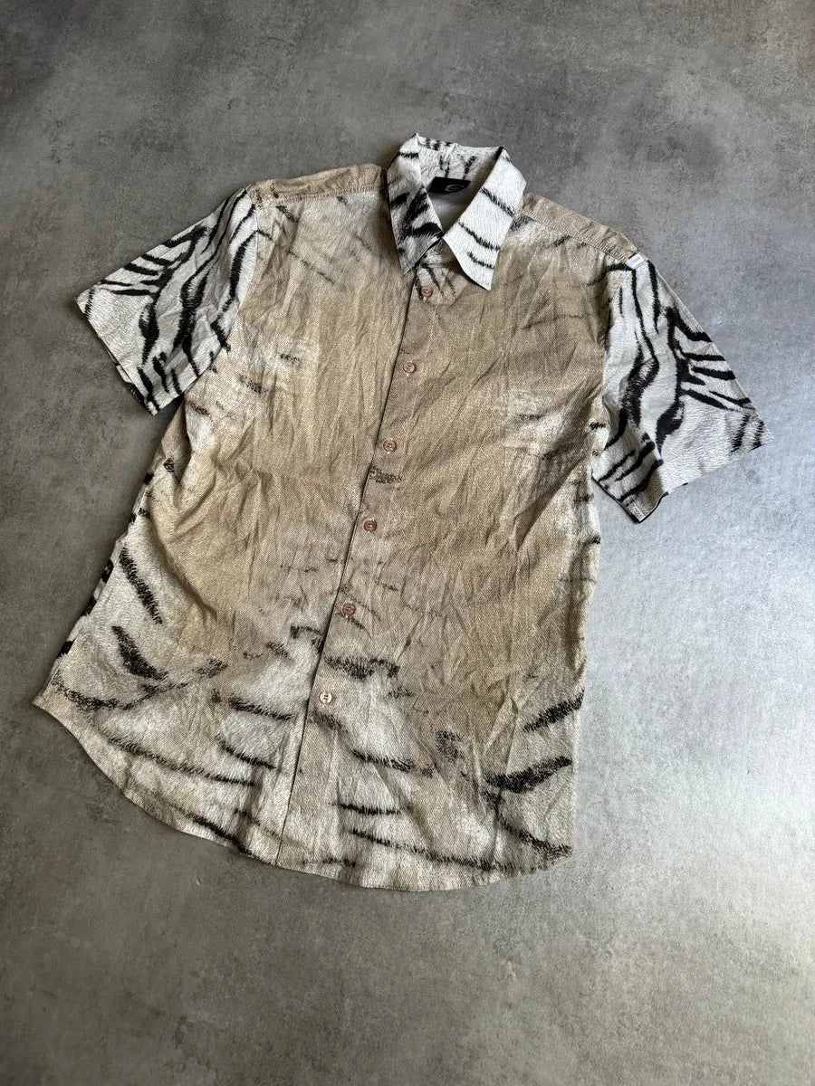 SS2002 Cavalli Zebra Camel Faded Short Sleeves Shirt CrmzBBR 6
