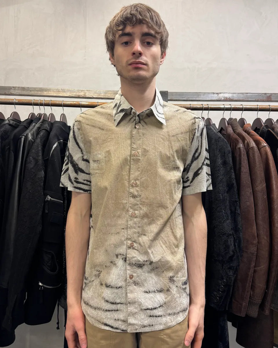 SS2002 Cavalli Zebra Camel Faded Short Sleeves Shirt CrmzBBR 0