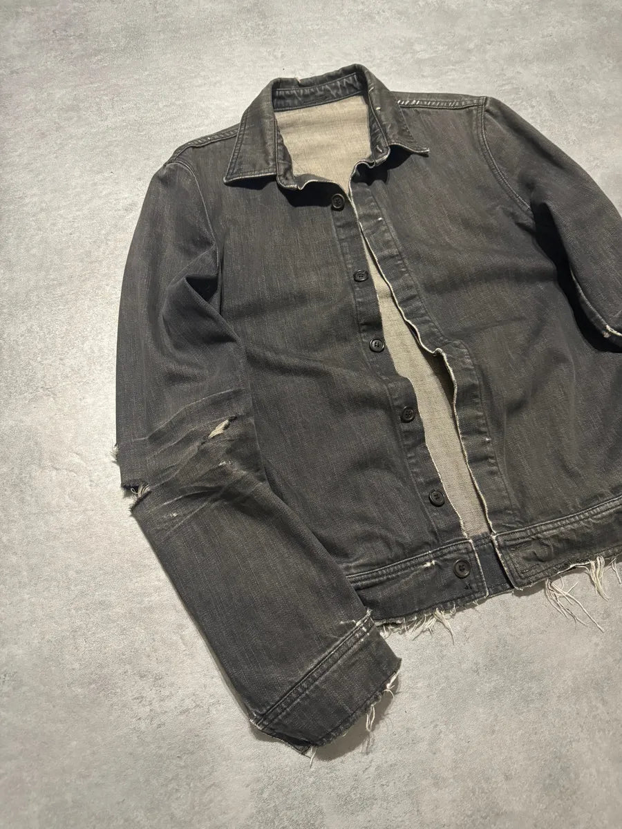 SS2002 Dior Distressed Grey Buttoned Denim Jacket (M) 12