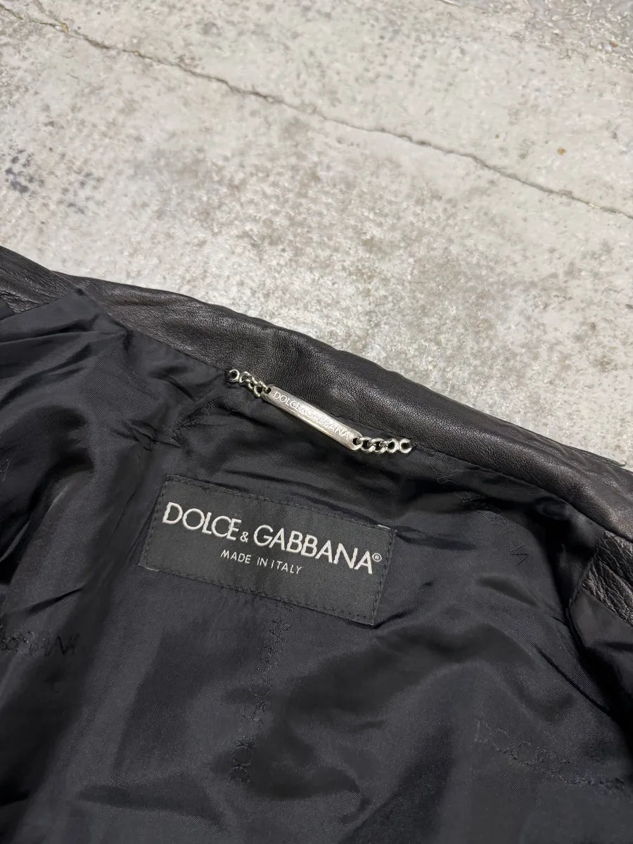 SS2002 Dolce & Gabbana Black Multi Zips Biker Leather Jacket with Detachable Sleeves bFzNTxO 12